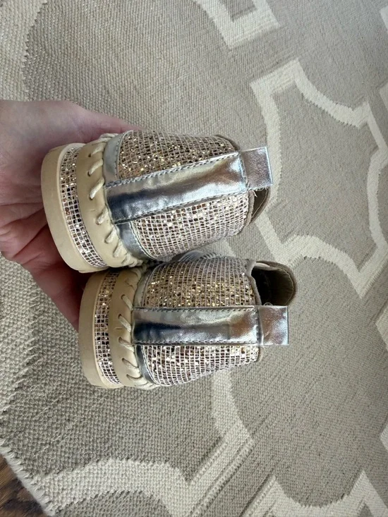 Glitter Platform Slip-On Loafers in Gold - Picture 4 of 6